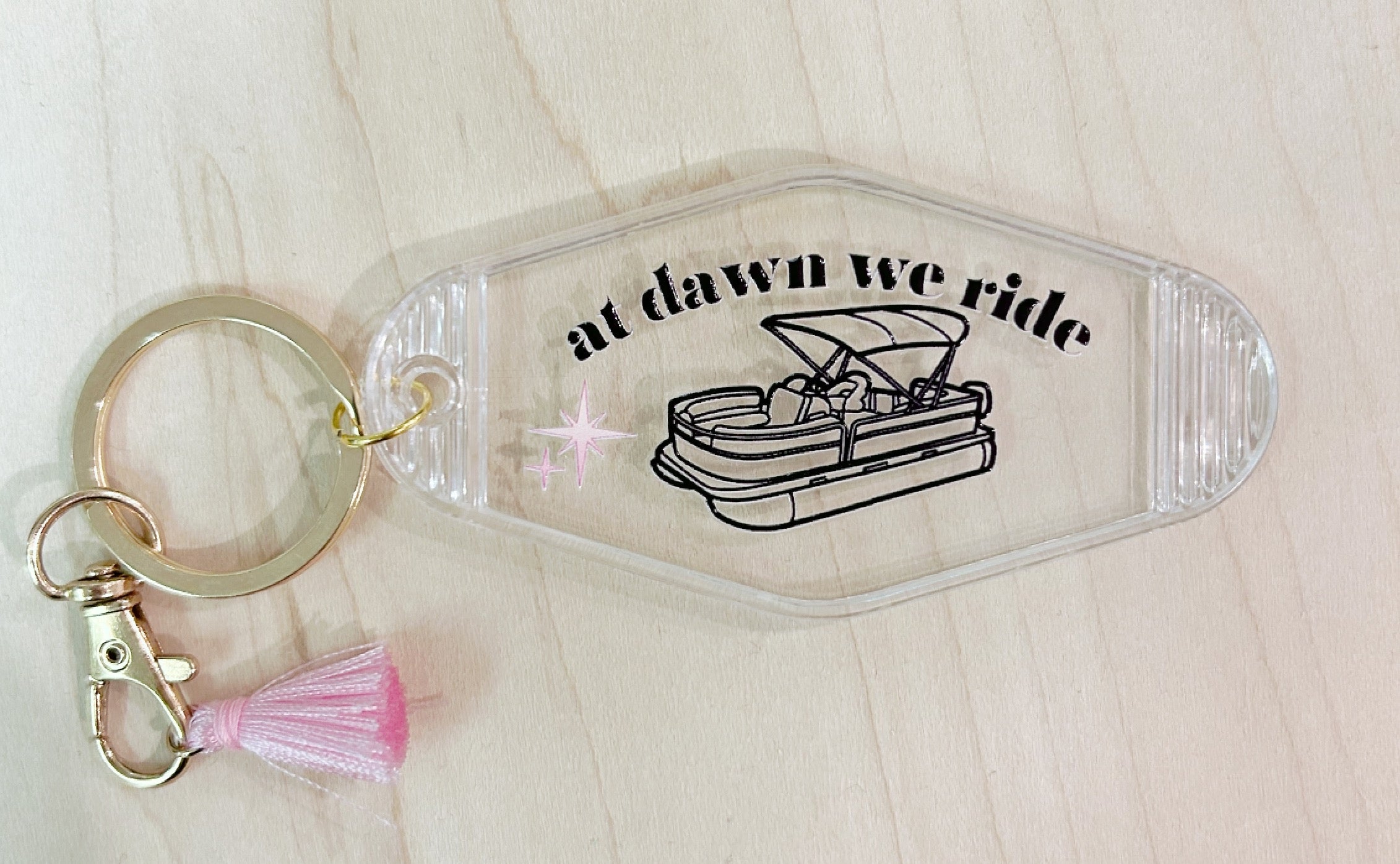 "At Dawn We Ride" Motel Keychain