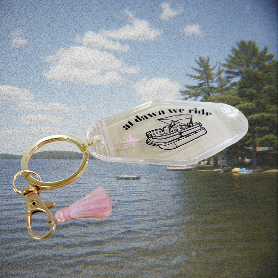 "At Dawn We Ride" Motel Keychain